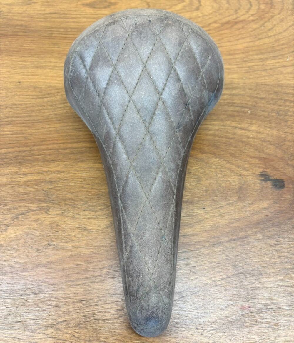 Vintage Elina Super-Pro Saddle Matex Brown Suede Leather Diamond Stitch Japan